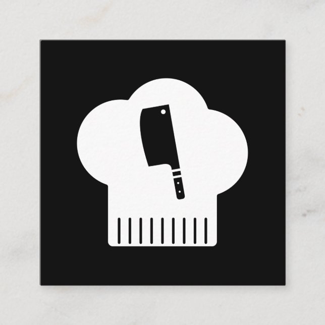 Chefs Hat Butcher Knivar Fyrkantigt Visitkort (Framsida)
