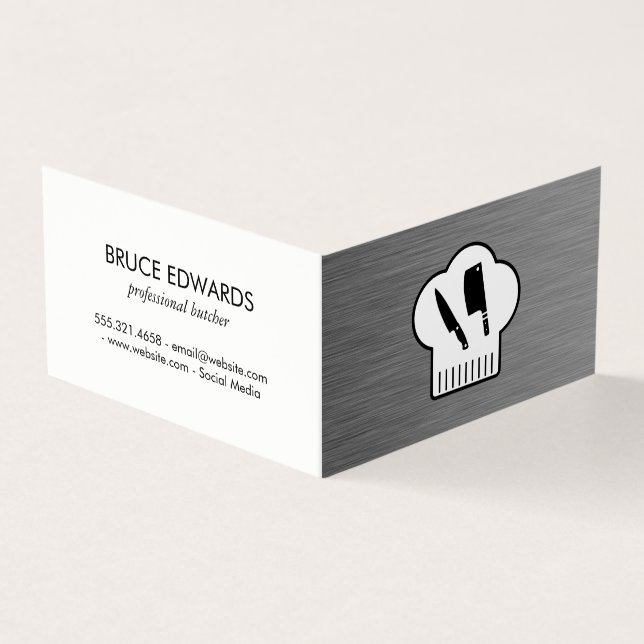 Chefs Hat Butcher Knivar Visitkort (Utsida)