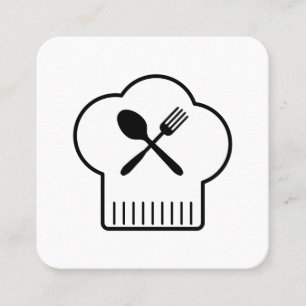 Chefs Hat Silverware Fyrkantigt Visitkort