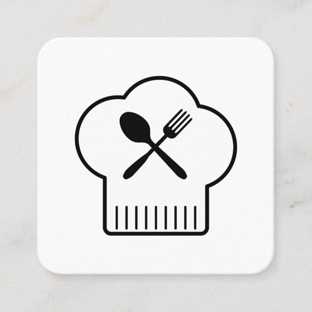 Chefs Hat Silverware Fyrkantigt Visitkort (Framsida)