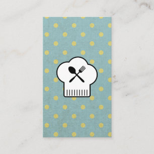Chefs Hat Silverware Polka dots Visitkort
