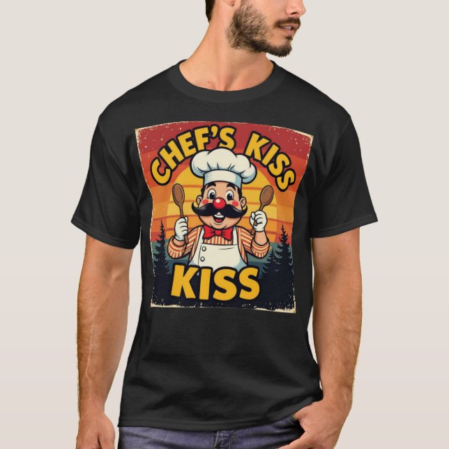 Chef's Kiss Funny Retro Tecknad Chef T Shirt (Framsida)