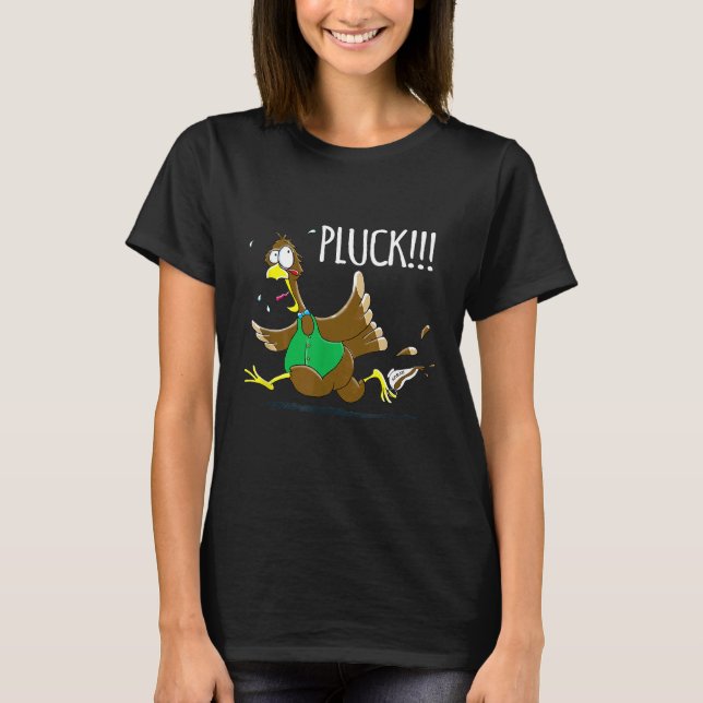 Chefs Thanksgiving Running Turkey Pluck T Shirt (Framsida)