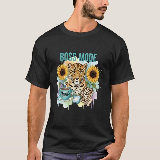 Chefsläge Design med Leopard och Solrosor för W T Shirt (Framsida)