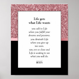Chefstinnan Affärs Motivation Rosa Glitter Svart Poster