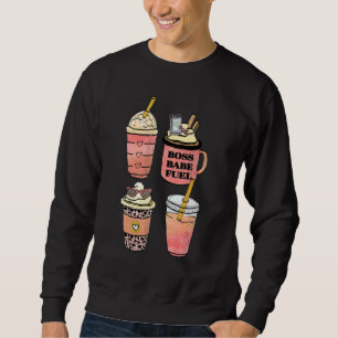 Chefstjej Bränsle Kaffe Bossig Tjej Handritad Lång Ärmad Tröja