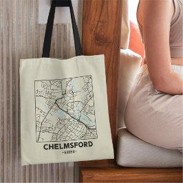 Chelmsford, Essex City Map Tote Bag Tygkasse