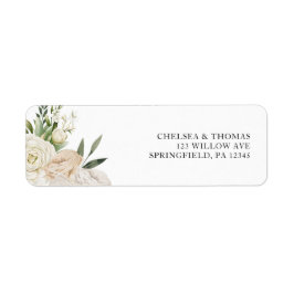 CHELSEA Akvarell Vita Blommor Bröllopsinbjudan Returadress Etikett