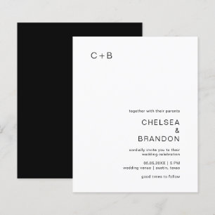 Chelsea Black and White Modern Wedding bjudande