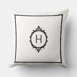 Chelsea Black and White Monogrammed Kudde