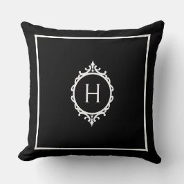 Chelsea Black and White Monogrammed Kudde