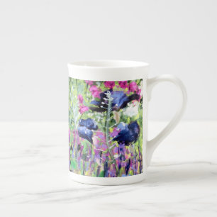 Chelsea-blommor, oljemålning benporslin mugg