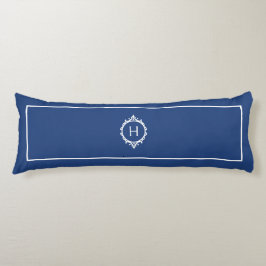 Chelsea Blue och White Monogrammed Body Pillow Kroppskudde