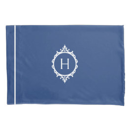 Chelsea Blue och White Monogrammed Pillowcase