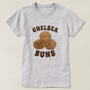 Chelsea Buns UK Currant Bun Bakery British Food T Shirt