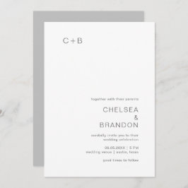 Chelsea Grått Modern Bröllop Inbjudningar
