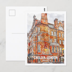 Chelsea London England Travel Ställe Watercolor Vykort