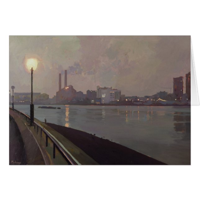 Chelsea Power Station efter natten Hälsningskort (Framsidan Horizontal)