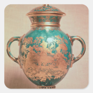 Chelsea vas och lock med gilt chinoiserie fyrkantigt klistermärke