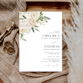 CHELSEA Watercolor White Blooms Wedding Invitation Inbjudningar