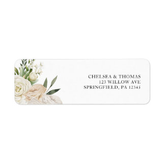 CHELSEA Watercolor White Blooms Wedding Invitation Returadress Etikett
