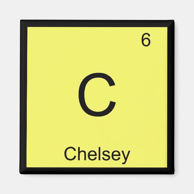 Chelsey Namn Kemiskt Element Periodiska Systemet Magnet (Framsidan)