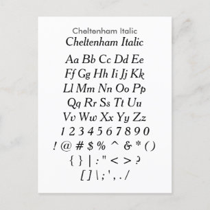 Cheltenham Italic - Zazzle Font Sample Lakan Vykort