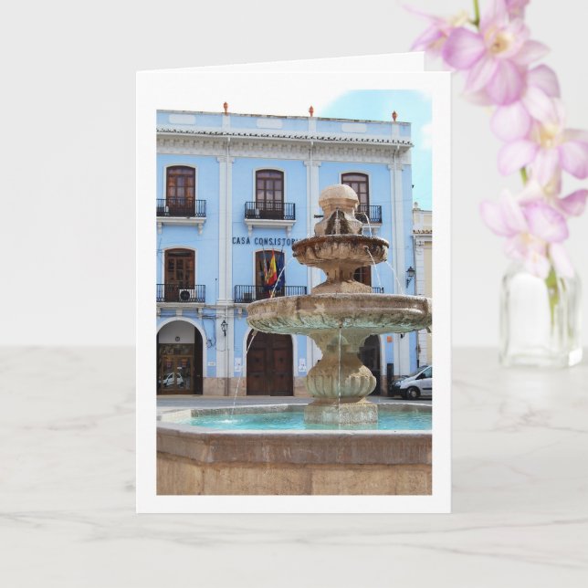 Chelva Plaza Fontän Porträtt, Valencia, Spanien Kort (Orkide)