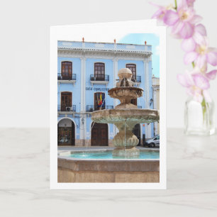 Chelva Plaza Fontän Porträtt, Valencia, Spanska Kort