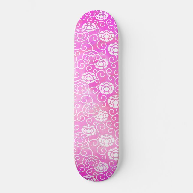 Chem 5 Rosa Peonies Mini Skateboard Bräda 18,5 Cm (Framsida)