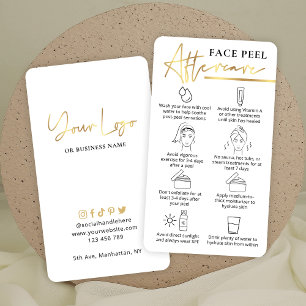 Chemical Ansikte Peel Aftercare Guide White & Guld Visitkort