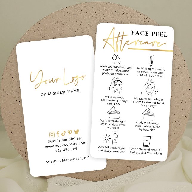 Chemical Ansikte Peel Aftercare Guide White & Guld Visitkort (Skapare uppladdad)