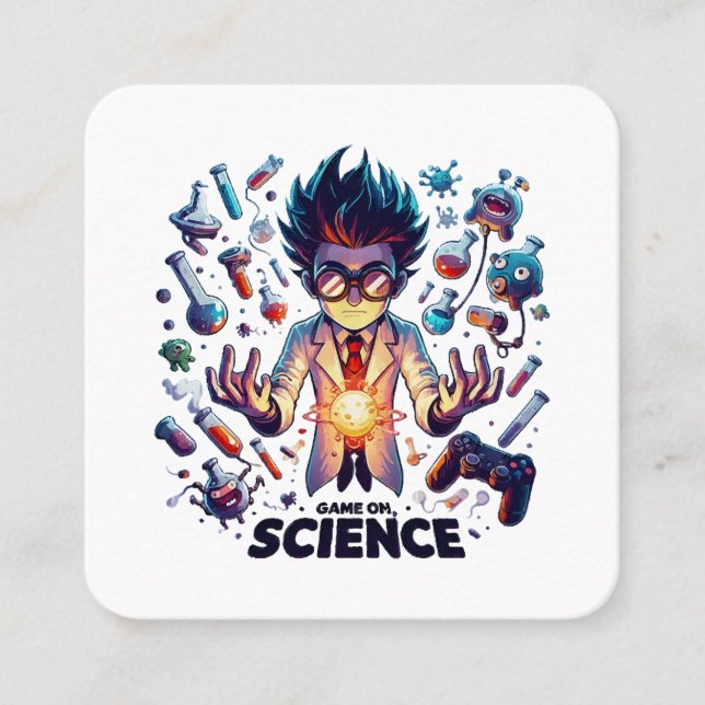 Chemical Concoction Game on, Science Themme Fyrkantigt Visitkort (Framsida)