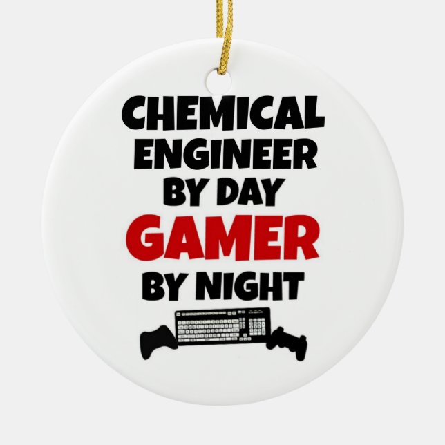 Chemical Ingenjör by Day Gamer by Night Julgransprydnad Keramik (Framsidan)