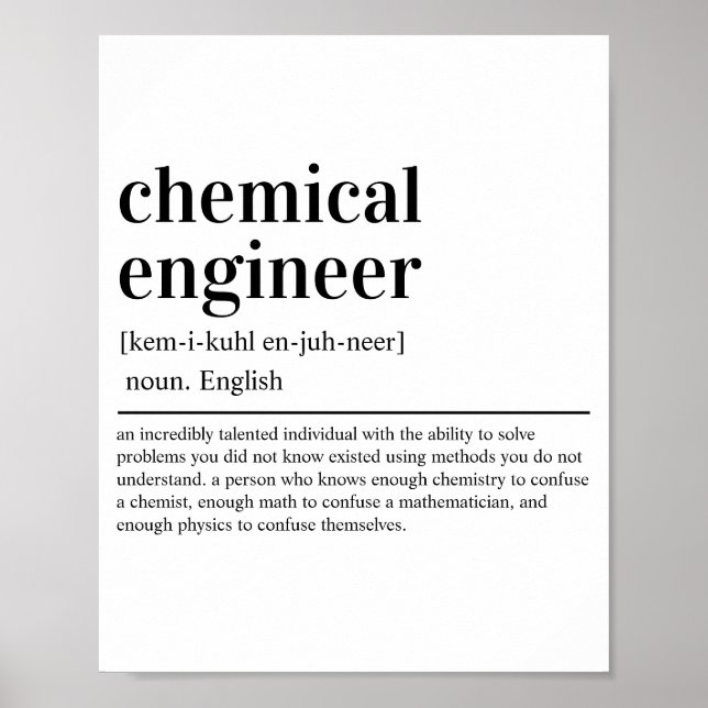 Chemical Ingenjör Definition Funny Engineering Poster (Framsidan)