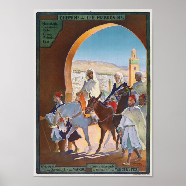 Chemins de fer Marocains Marocko Vintage affisch 1 (Framsidan)