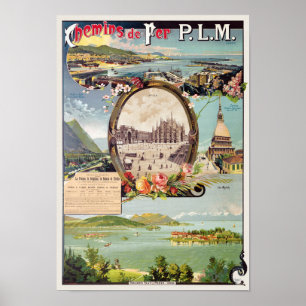 Chemins de fer PLM Italien Vintage affisch 1895