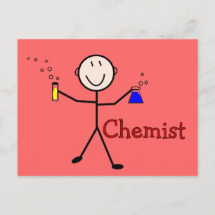 Chemist-stift-person med provrör vykort