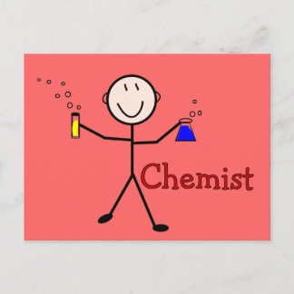 Chemist-stift-person med provrör vykort