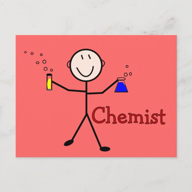 Chemist-stift-person med provrör vykort (Framsida)