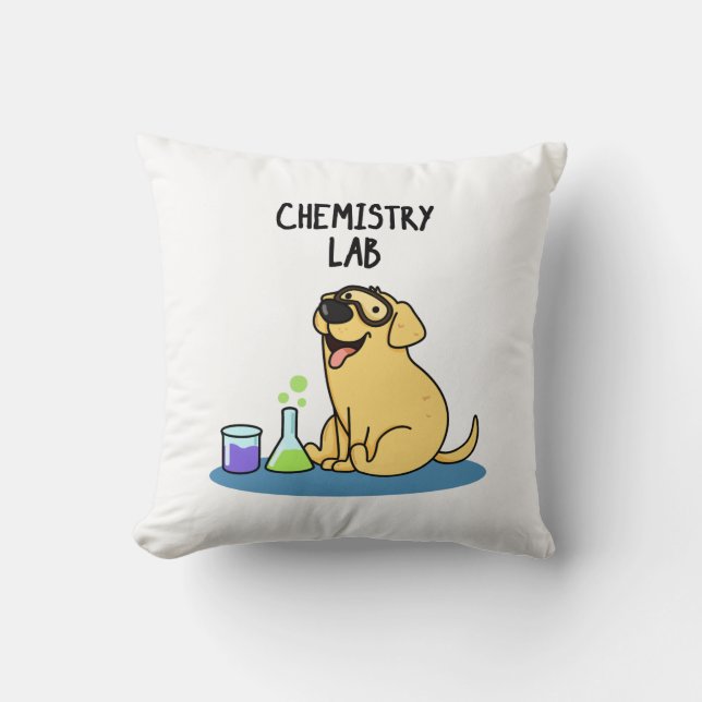 Chemistry Lab Funny Labrador Hund Pun Kudde (Framsida)