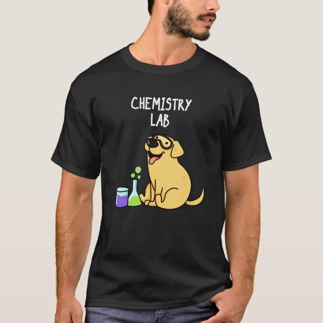 Chemistry Lab Funny Labrador Hund Pun Mörk BG T Shirt (Framsida)