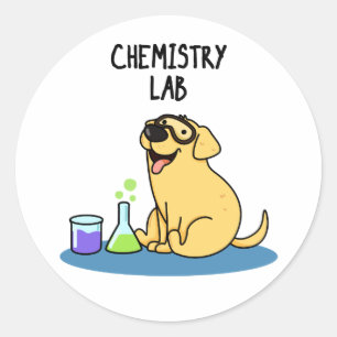 Chemistry Lab Funny Labrador Hund Pun Runt Klistermärke