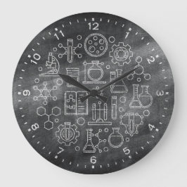Chemistry Science Chalkboard Clock Stor Klocka