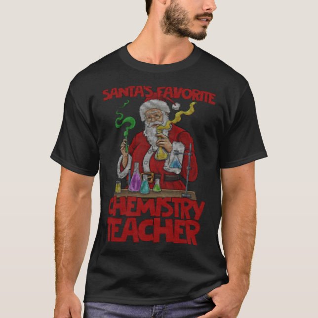 Chemistry teacher Santa Claus Lab Work Ugly Christ T Shirt (Framsida)