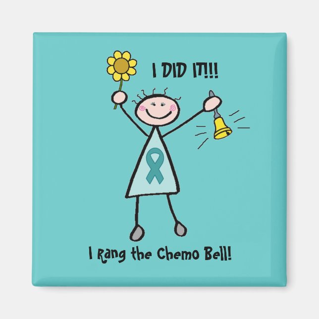 Chemo Bell - Ovarian Cancer Teal Ribbon Magnet (Framsidan)