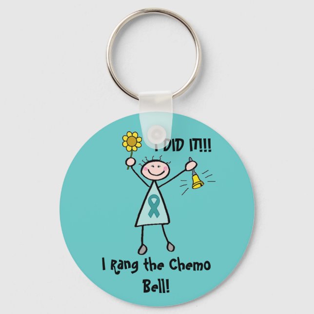 Chemo Bell - Ovarian Cancer Teal Ribbon Nyckelring (Framsida)