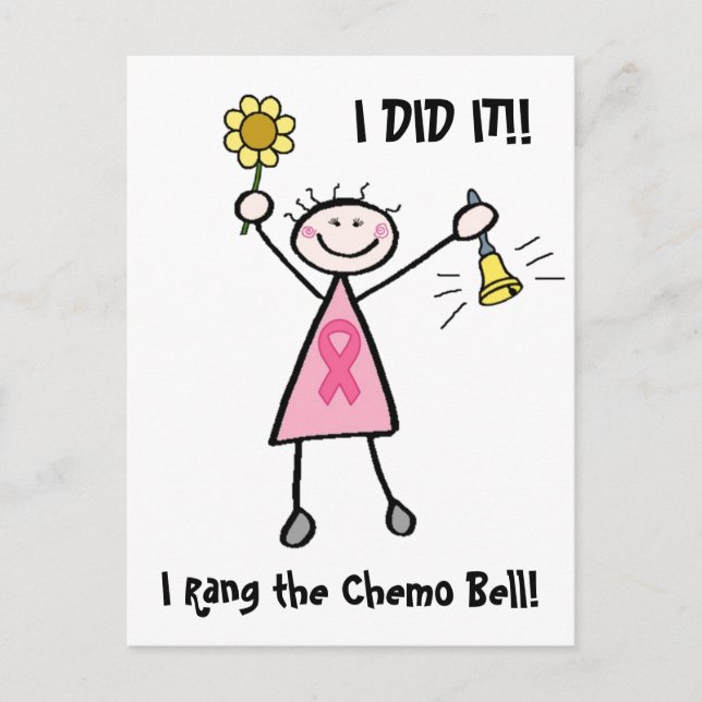 Chemo Bell - Rosa Ribbon Breast Cancer Vykort (Framsida)