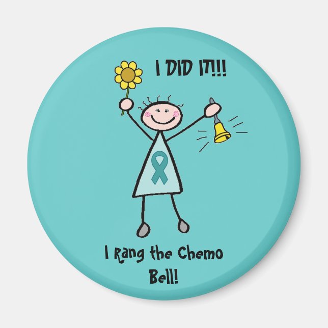 Chemo Bell - Uterine Cancer Teal Ribbon Magnet (Framsidan)