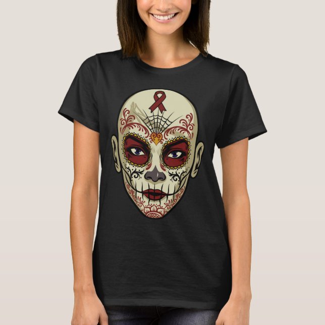 Chemo Catrina Sugar Skull Mexiko Dia de Los Muerto T Shirt (Framsida)